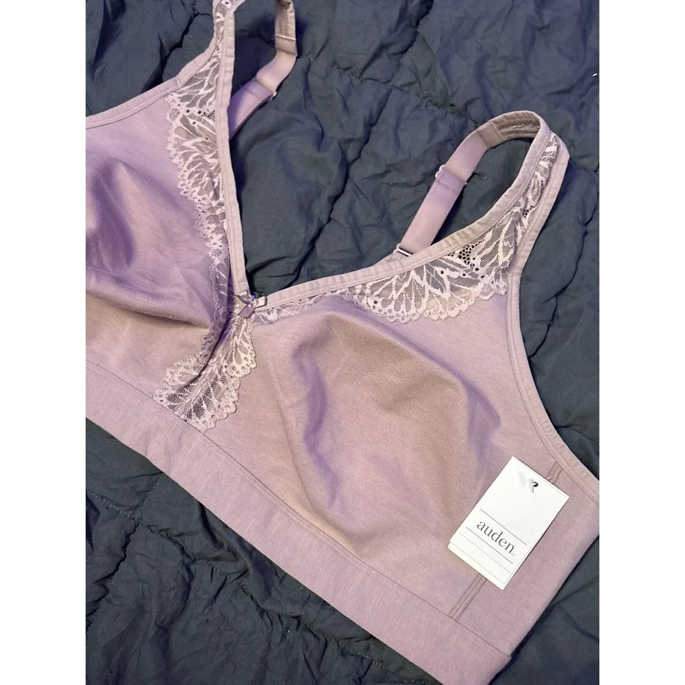 NEW Auden Womens Dark Lavender Lace‎ Unlined Wirefree Full Figure Bra, 46C